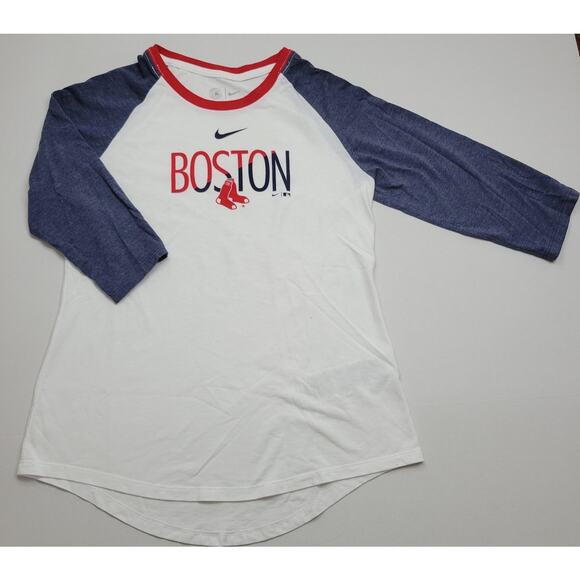 Boston Red Sox Nike Women's Soft Raglan Sleeve Baseball Top Size Small MLB - Picture 1 of 6